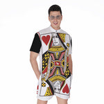 Queen Of Hearts Playing Card Print Men's Rompers