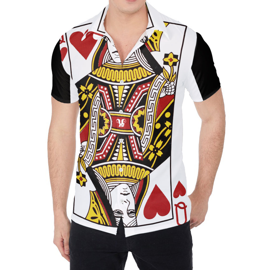 Queen Of Hearts Playing Card Print Men's Shirt