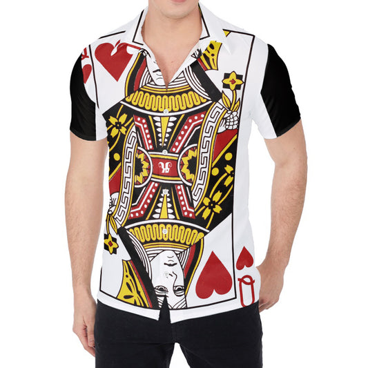 Queen Of Hearts Playing Card Print Men's Shirt
