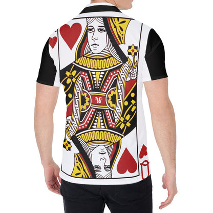 Queen Of Hearts Playing Card Print Men's Shirt