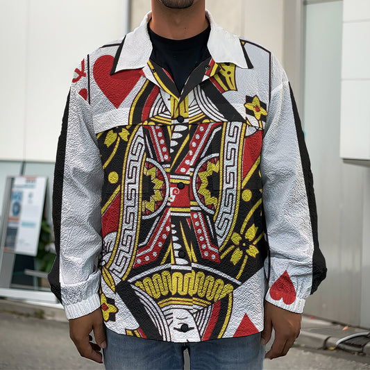 Queen Of Hearts Playing Card Print Men's Shirt Jacket