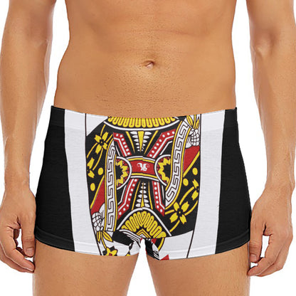 Queen Of Hearts Playing Card Print Men's Short Boxer Briefs