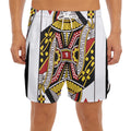 Queen Of Hearts Playing Card Print Men's Split Running Shorts