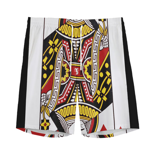 Queen Of Hearts Playing Card Print Men's Sports Shorts