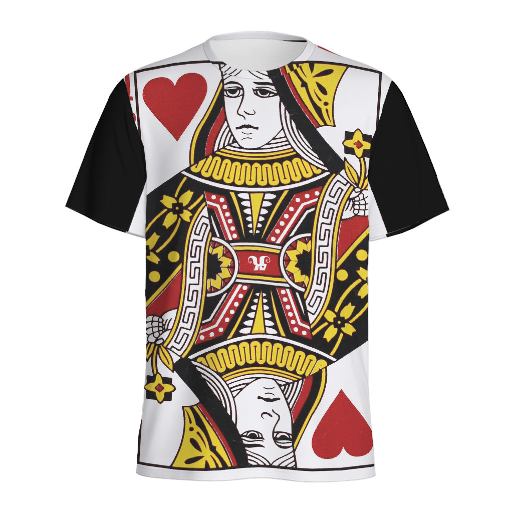 Queen Of Hearts Playing Card Print Men's Sports T-Shirt