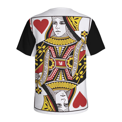 Queen Of Hearts Playing Card Print Men's Sports T-Shirt