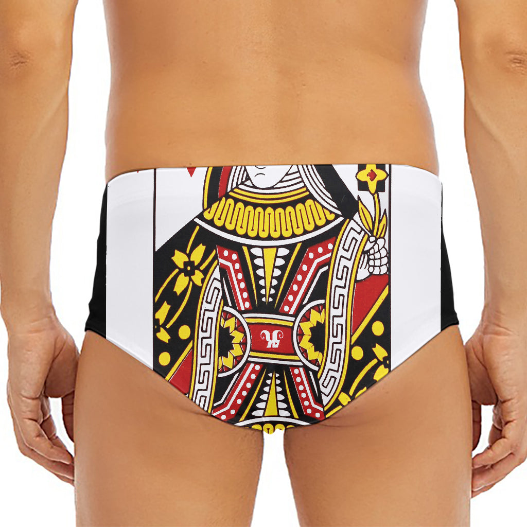 Queen Of Hearts Playing Card Print Men's Triangle Swim Briefs
