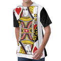 Queen Of Hearts Playing Card Print Men's Velvet T-Shirt