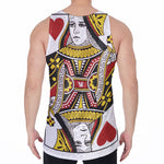Queen Of Hearts Playing Card Print Men's Velvet Tank Top