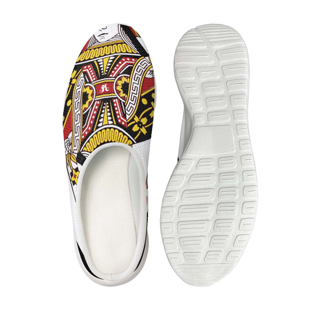 Queen Of Hearts Playing Card Print Mesh Casual Shoes
