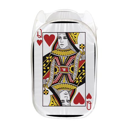 Queen Of Hearts Playing Card Print Mesh Laundry Hamper