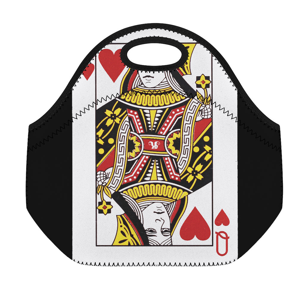 Queen Of Hearts Playing Card Print Neoprene Lunch Bag