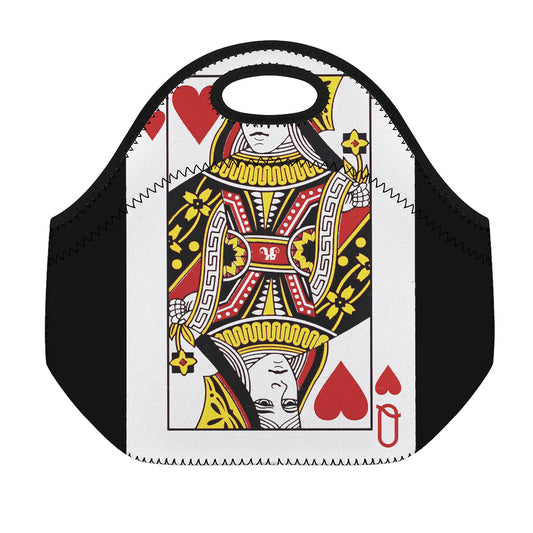 Queen Of Hearts Playing Card Print Neoprene Lunch Bag