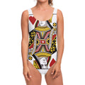 Queen Of Hearts Playing Card Print One Piece Swimsuit
