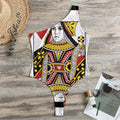 Queen Of Hearts Playing Card Print One Shoulder Bodysuit