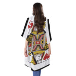 Queen Of Hearts Playing Card Print Open Front Beach Cover Up