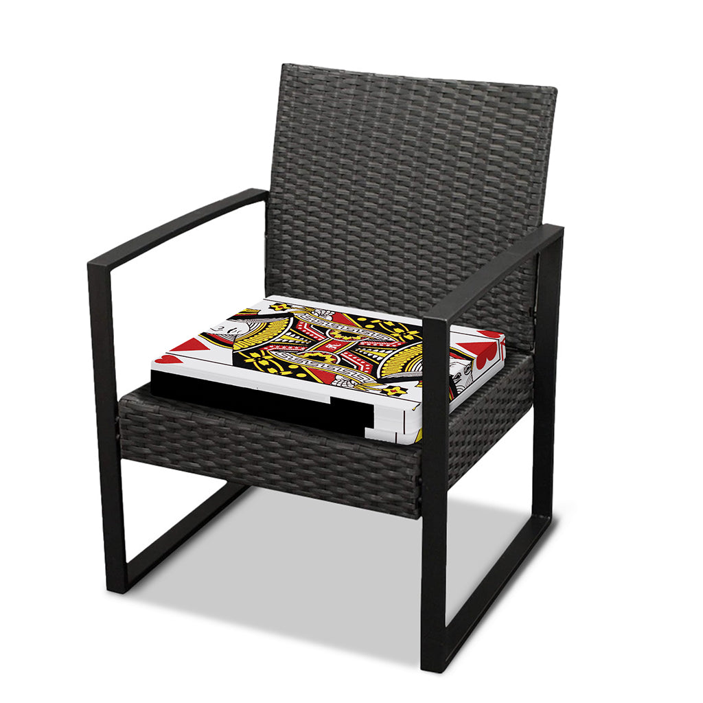 Queen Of Hearts Playing Card Print Outdoor Seat Cushion Cover