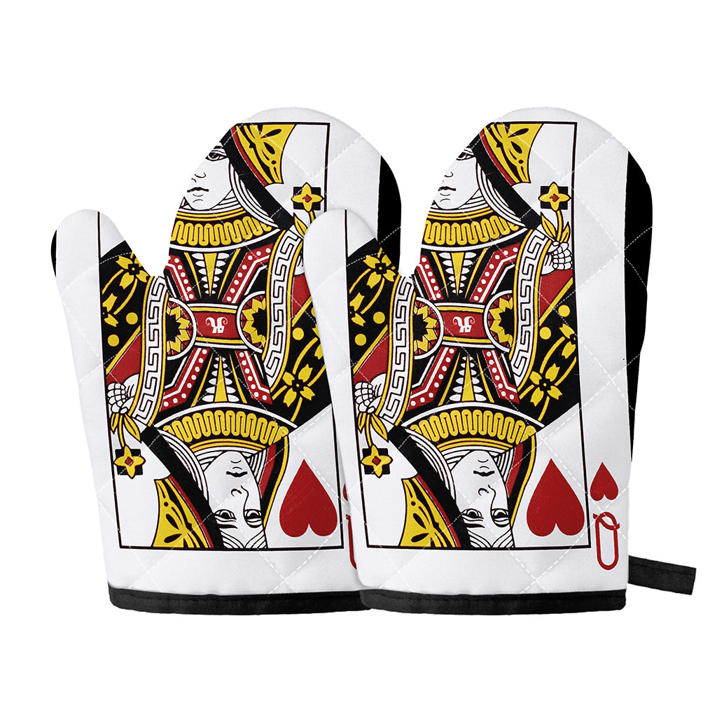 Queen Of Hearts Playing Card Print Oven Mitts