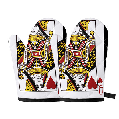 Queen Of Hearts Playing Card Print Oven Mitts