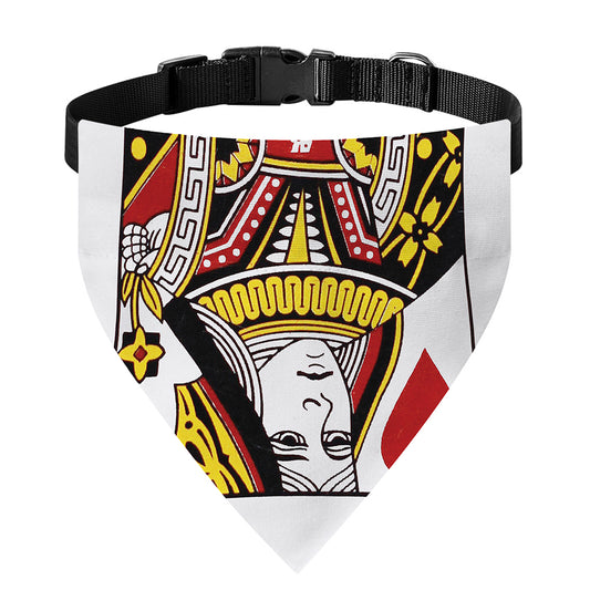 Queen Of Hearts Playing Card Print Over The Collar Dog Bandana