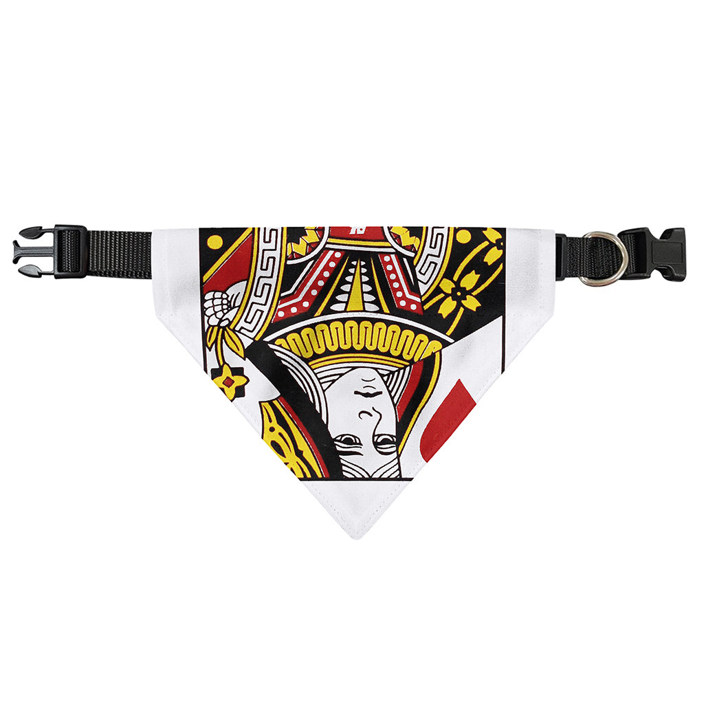 Queen Of Hearts Playing Card Print Over The Collar Dog Bandana