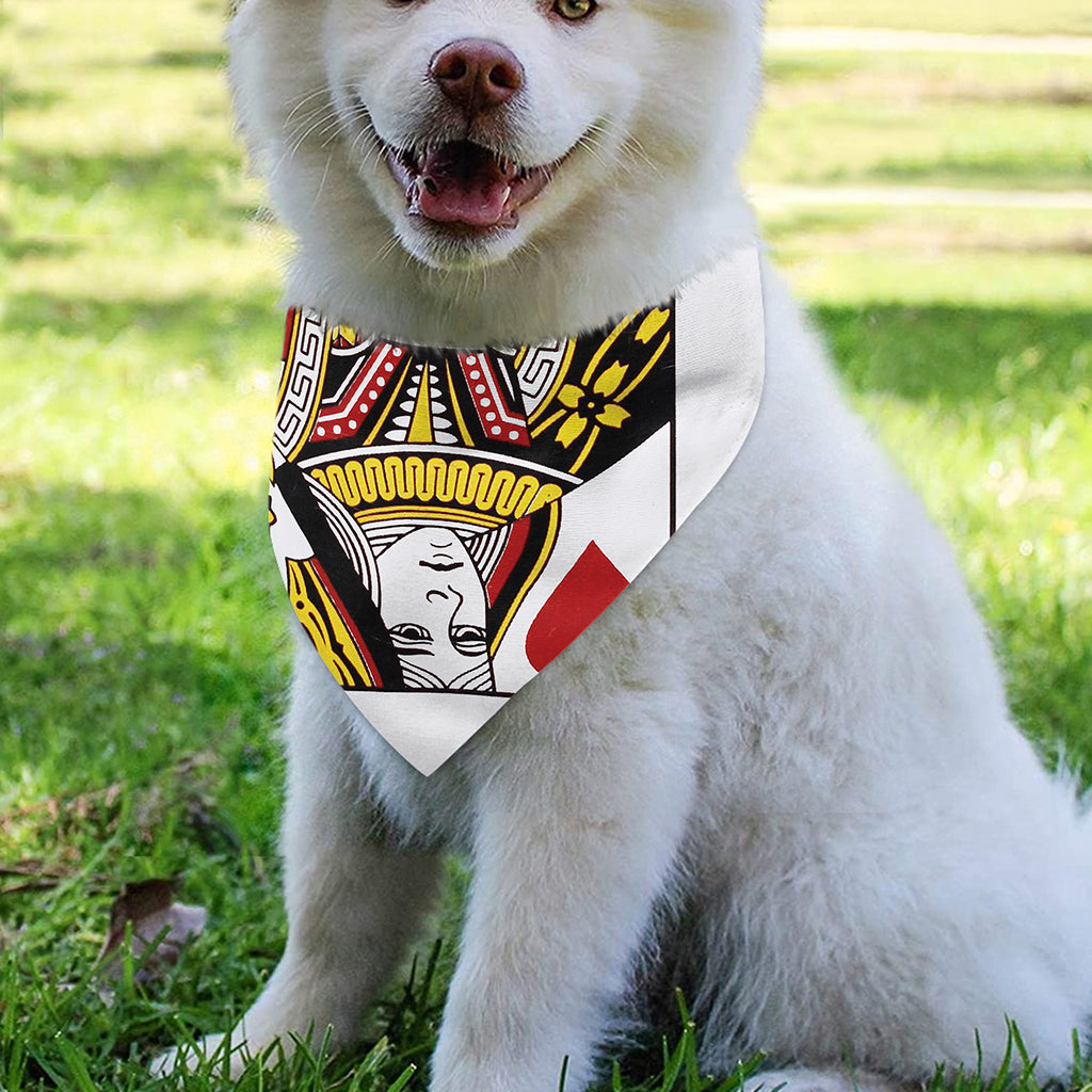 Queen Of Hearts Playing Card Print Over The Collar Dog Bandana