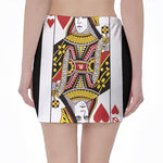 Queen Of Hearts Playing Card Print Pencil Mini Skirt