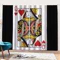 Queen Of Hearts Playing Card Print Pencil Pleat Curtains