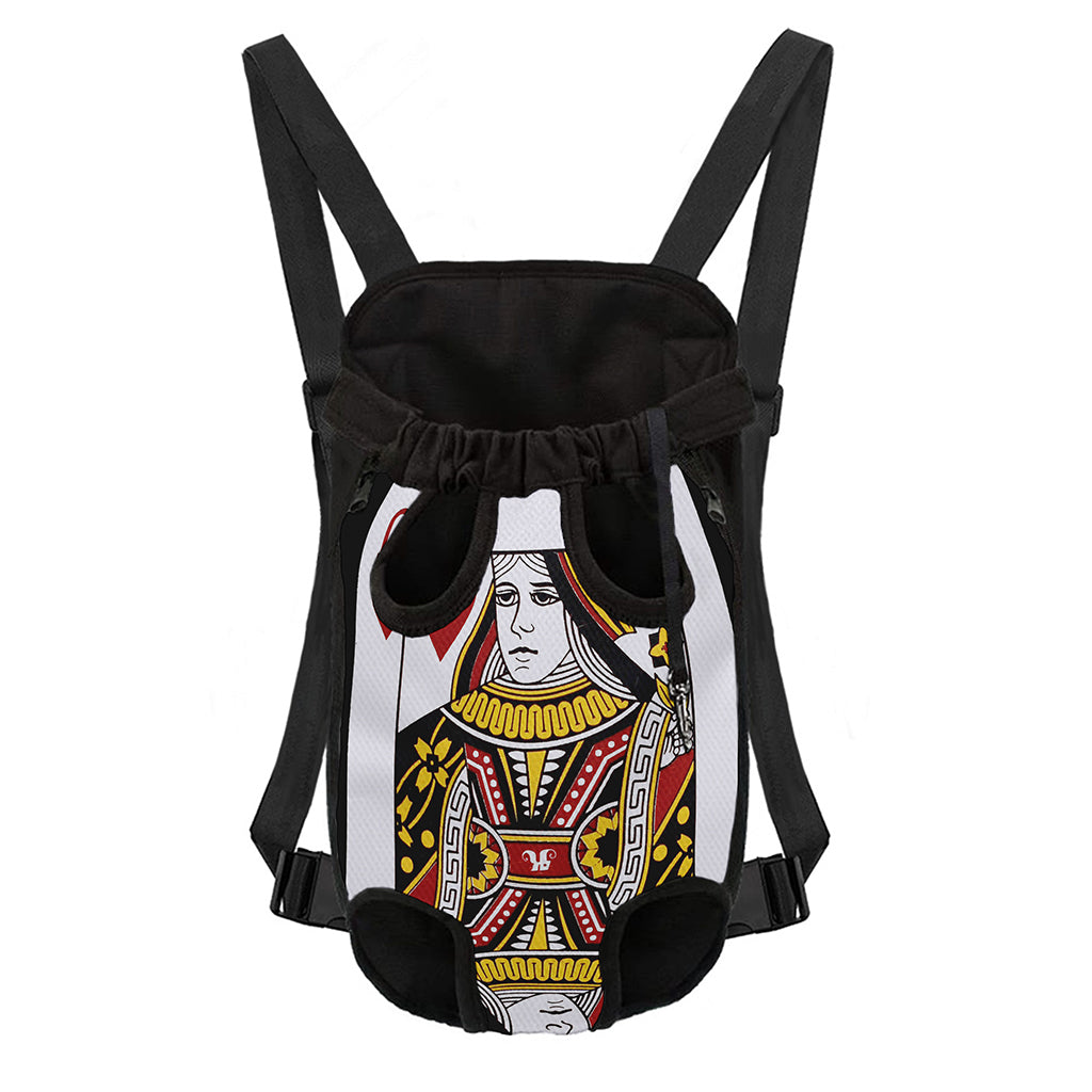 Queen Of Hearts Playing Card Print Pet Carrier Backpack