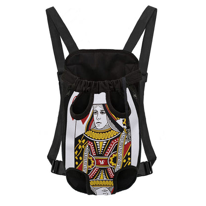 Queen Of Hearts Playing Card Print Pet Carrier Backpack