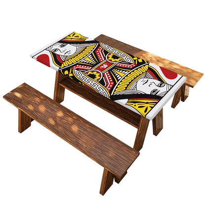 Queen Of Hearts Playing Card Print Picnic Table Cover