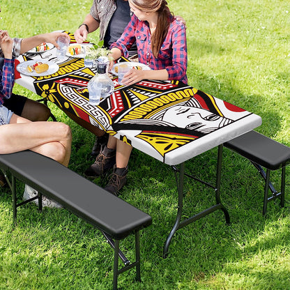 Queen Of Hearts Playing Card Print Picnic Table Cover