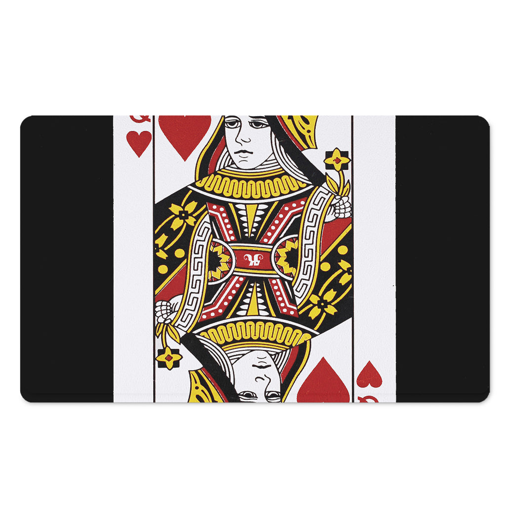 Queen Of Hearts Playing Card Print Polyester Doormat