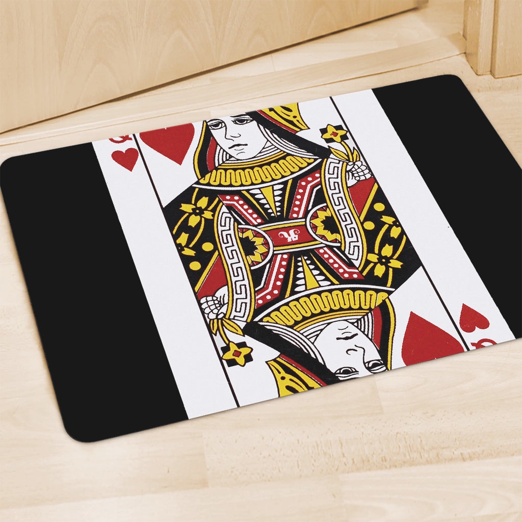 Queen Of Hearts Playing Card Print Polyester Doormat