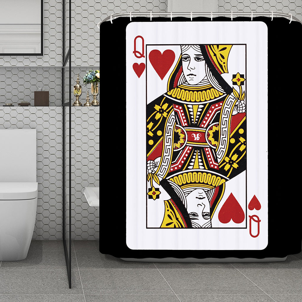 Queen Of Hearts Playing Card Print Polyester Shower Curtain