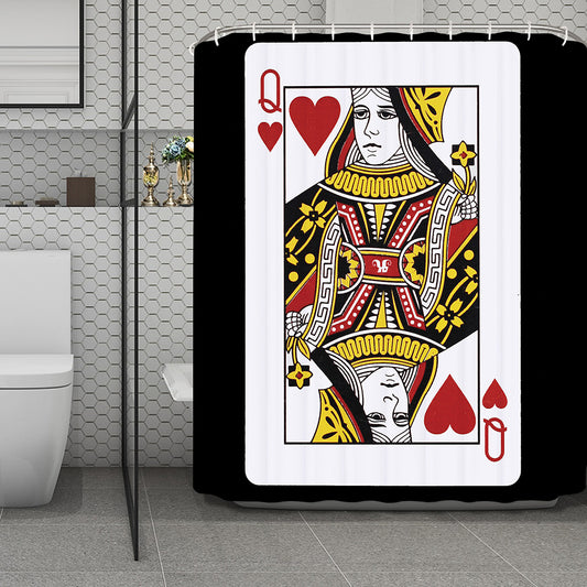 Queen Of Hearts Playing Card Print Polyester Shower Curtain