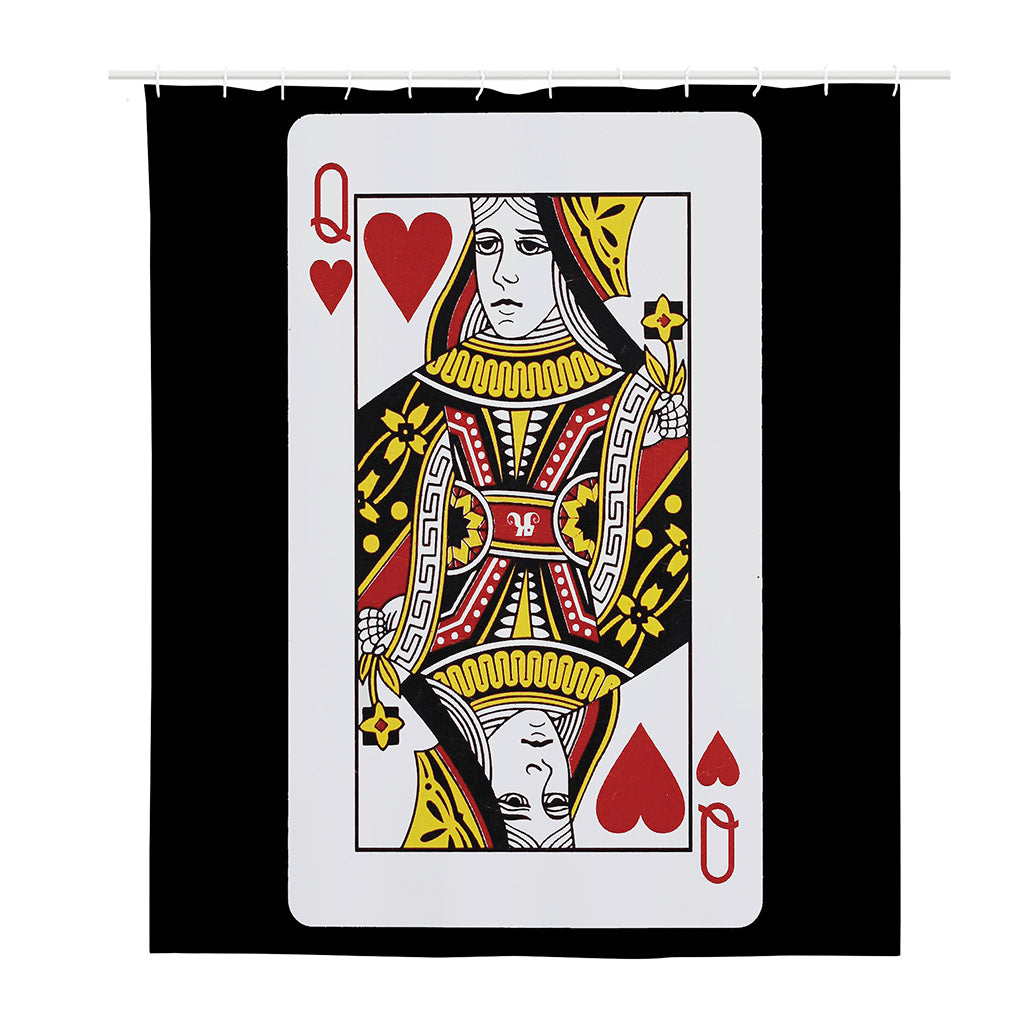 Queen Of Hearts Playing Card Print Polyester Shower Curtain