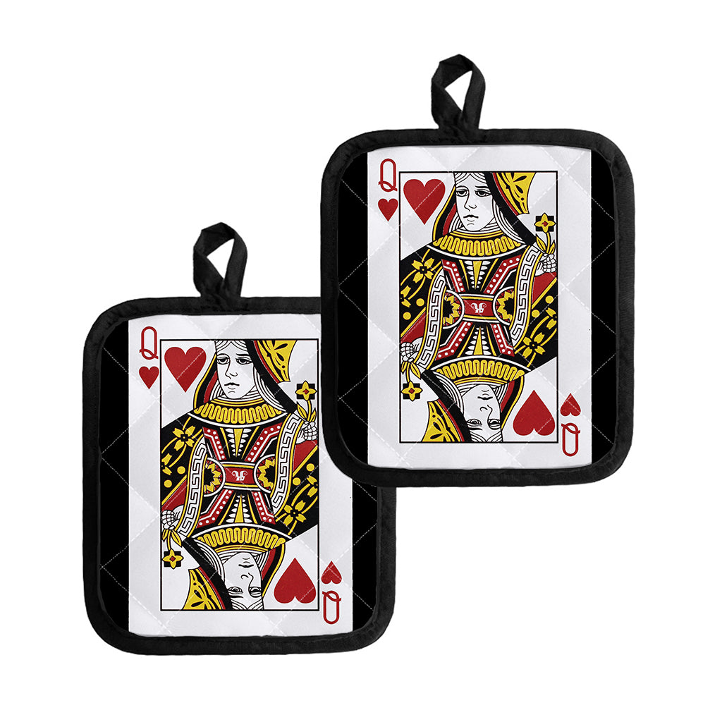 Queen Of Hearts Playing Card Print Pot Holders