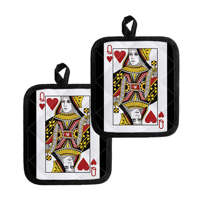 Queen Of Hearts Playing Card Print Pot Holders