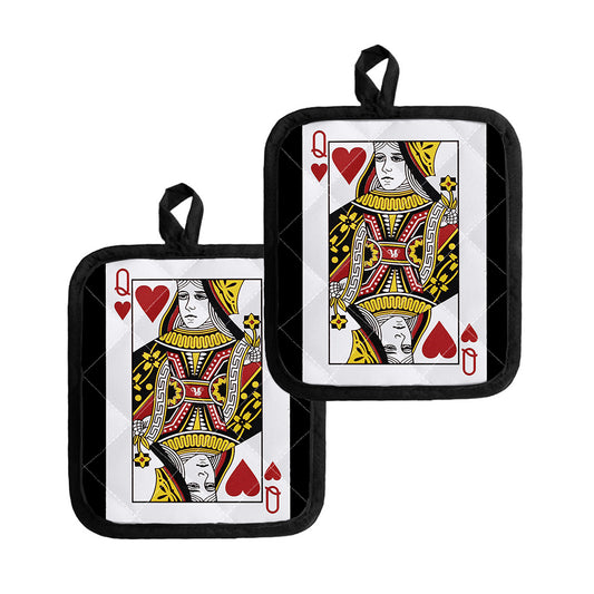 Queen Of Hearts Playing Card Print Pot Holders