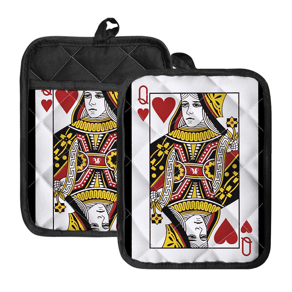 Queen Of Hearts Playing Card Print Pot Holders With Pocket