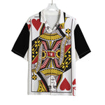 Queen Of Hearts Playing Card Print Rayon Hawaiian Shirt