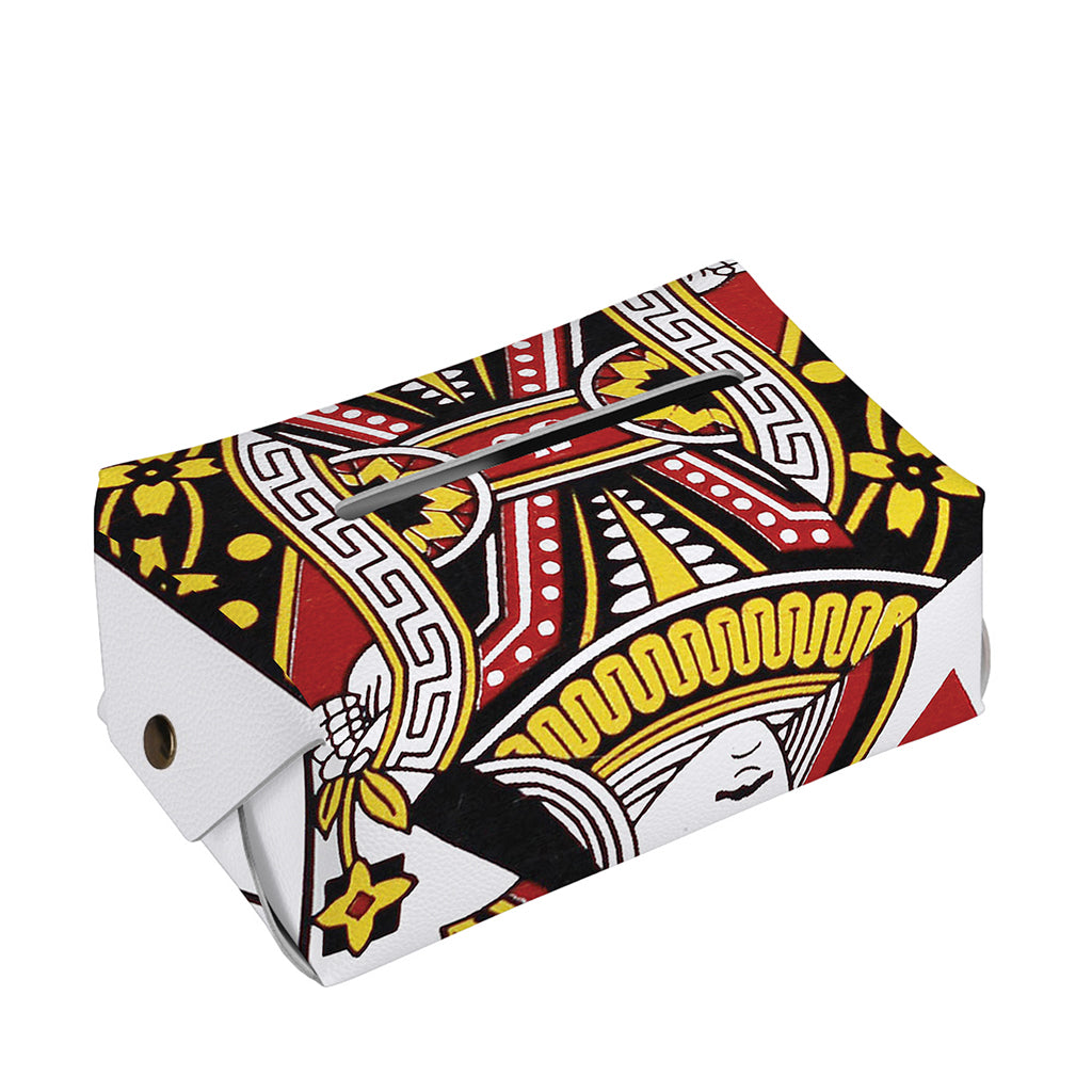 Queen Of Hearts Playing Card Print Rectangle Tissue Box Cover