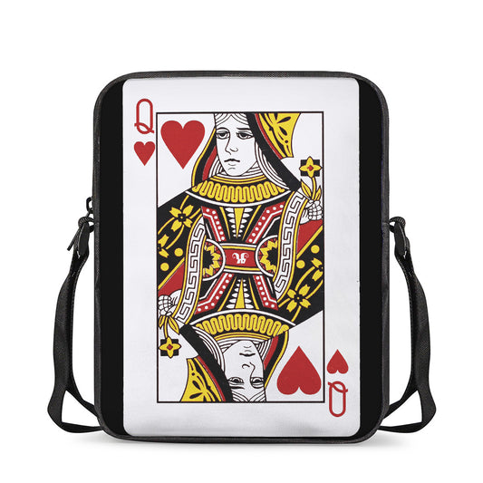 Queen Of Hearts Playing Card Print Rectangular Crossbody Bag