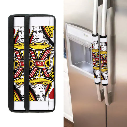 Queen Of Hearts Playing Card Print Refrigerator Handle Covers