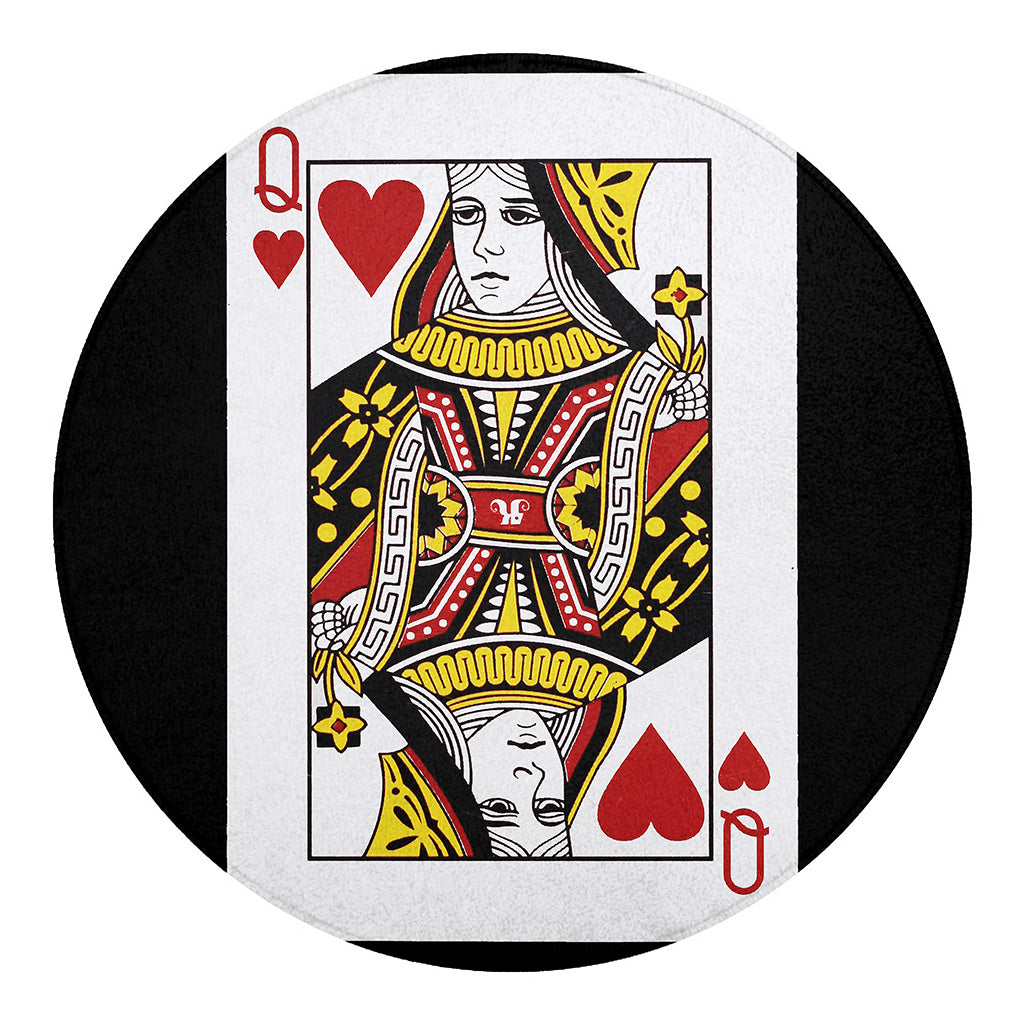 Queen Of Hearts Playing Card Print Round Blanket