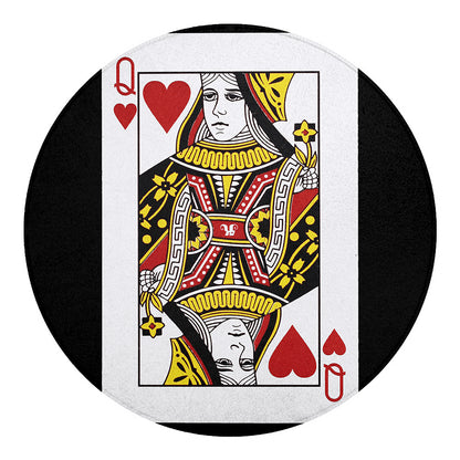 Queen Of Hearts Playing Card Print Round Blanket