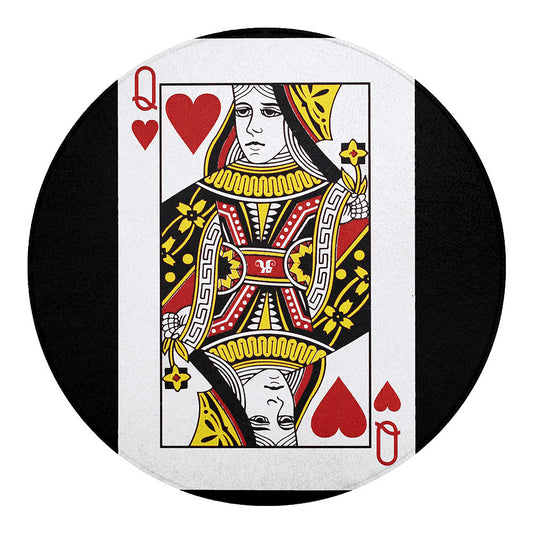 Queen Of Hearts Playing Card Print Round Blanket