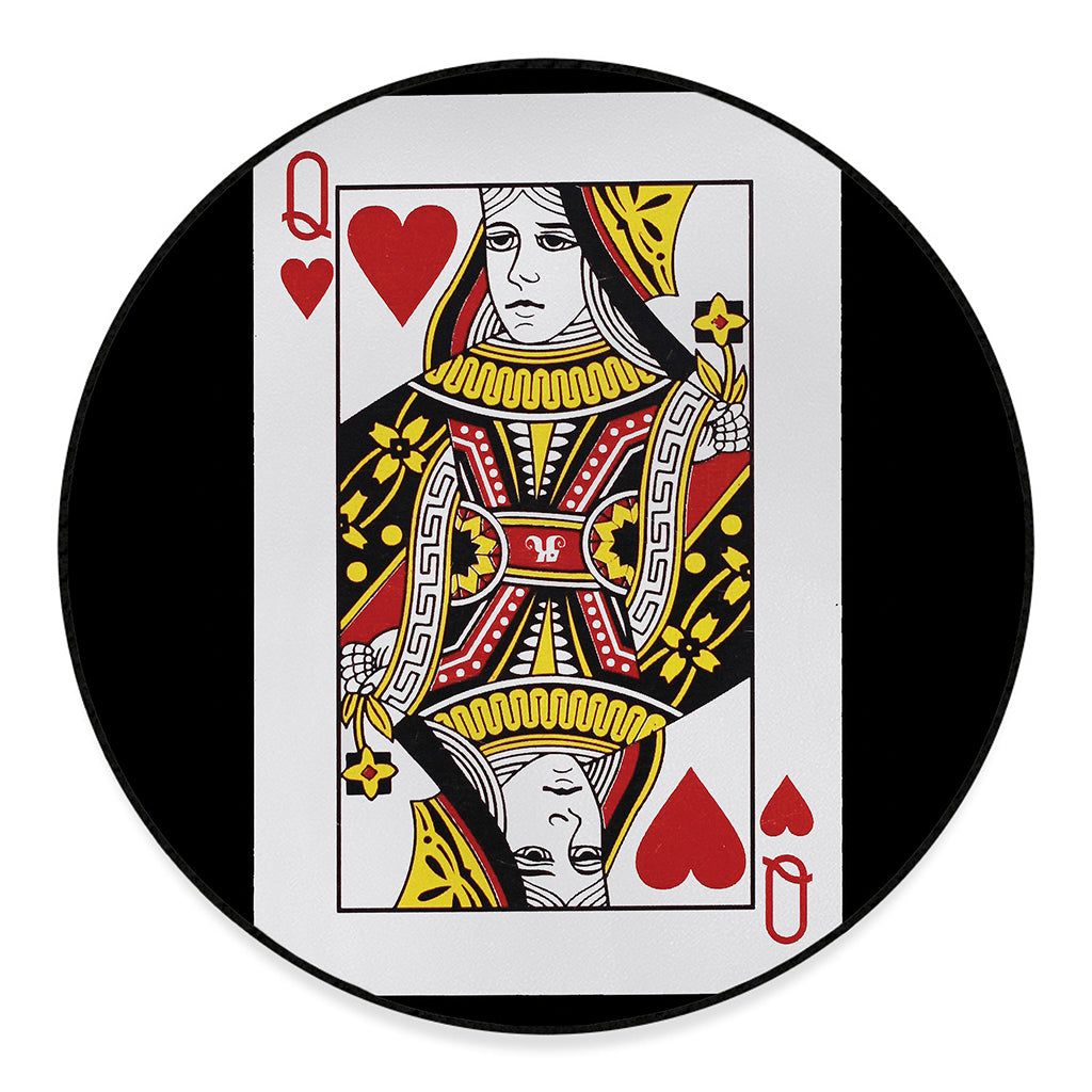 Queen Of Hearts Playing Card Print Round Floor Mat