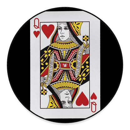 Queen Of Hearts Playing Card Print Round Floor Mat